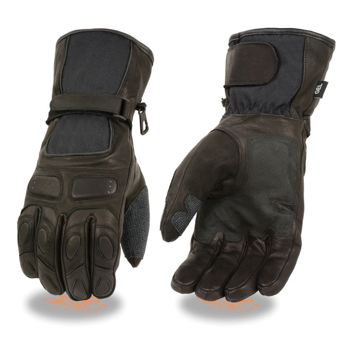 Riding Gear Milwaukee Leather SH814 Men's Black Waterproof Leather And Textile Gauntlet Gloves