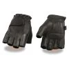 Riding Gear Milwaukee Leather SH850 Men's Black Deerskin Fingerless Gloves With Gel Palm
