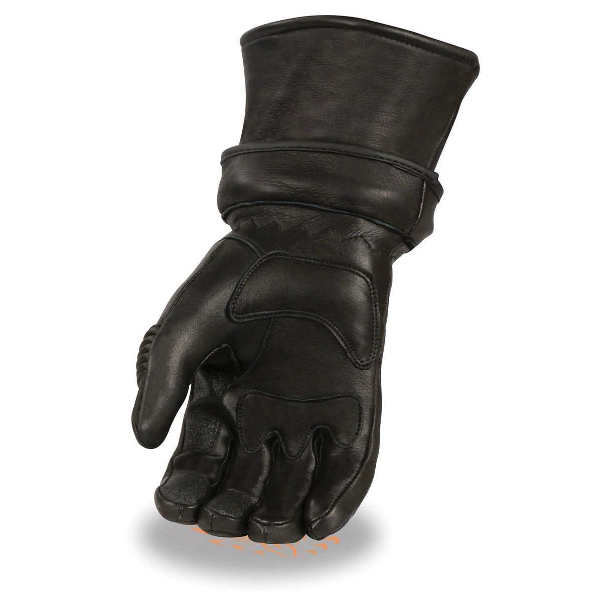 Milwaukee Leather SH852 Men's Black Deerskin Gauntlet Gloves With Gel Palm Riding Gear