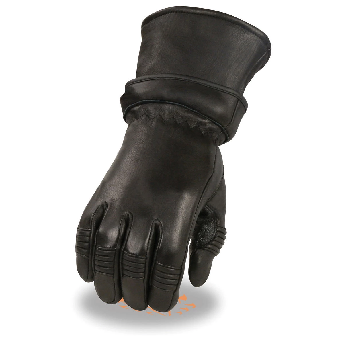 Milwaukee Leather SH852 Men's Black Deerskin Gauntlet Gloves With Gel Palm Riding Gear