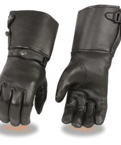 Milwaukee Leather SH857 Men's Black Deerskin Thermal Lined Gauntlet Gloves Riding Gear