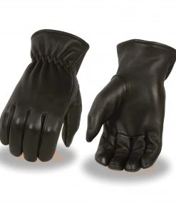 Riding Gear Milwaukee Leather SH858 Men's Black Deerskin Thermal Lined Gloves With Cinch Wrist