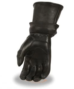 Milwaukee Leather SH870 Ladies Black Deerskin Gauntlet Gloves With Gel Palm Riding Gear
