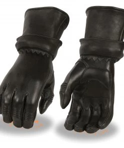 Milwaukee Leather SH870 Ladies Black Deerskin Gauntlet Gloves With Gel Palm Riding Gear