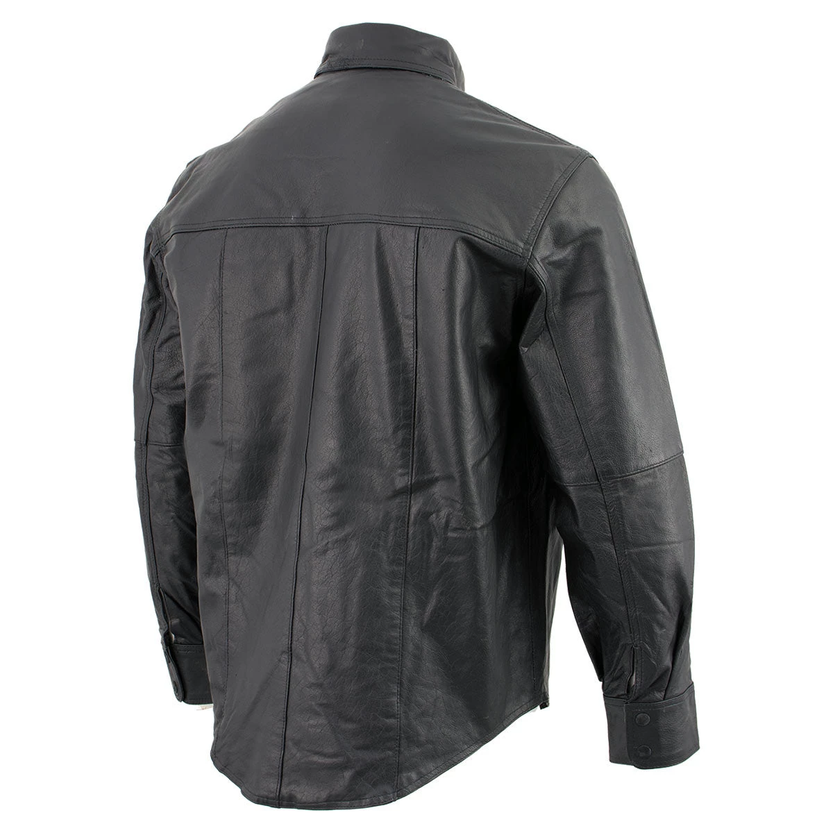 Milwaukee Leather Conceal Carry Leather King SH908 Men's Black Button-Down Lambskin Leather Shirt