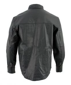 Milwaukee Leather Conceal Carry Leather King SH908 Men's Black Button-Down Lambskin Leather Shirt