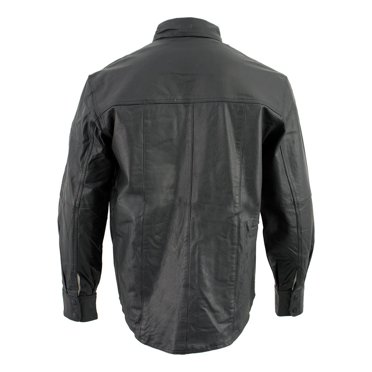 Milwaukee Leather Conceal Carry Leather King SH908 Men's Black Button-Down Lambskin Leather Shirt