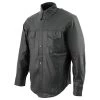 Milwaukee Leather Conceal Carry Leather King SH908 Men's Black Button-Down Lambskin Leather Shirt