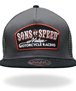 Hot Leathers SOA1011 Official Sons Of Speed Vintage Charcoal And Black Snap Back Hat
