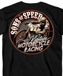Riding Gear Hot Leathers SOM1001 Men's Official Sons Of Speed Vintage Motorcycle Racing Black T-Shirt