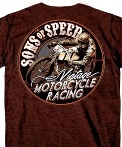 Hot Leathers SOM1003 Men's Official Sons Of Speed Vintage Motorcycle Racing Russet T-Shirt