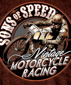 Hot Leathers SOM1003 Men's Official Sons Of Speed Vintage Motorcycle Racing Russet T-Shirt