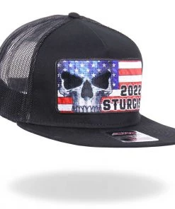 Riding Gear Hot Leathers SPA4271 Black 2022 Sturgis Patriot Skull Snapback Hat