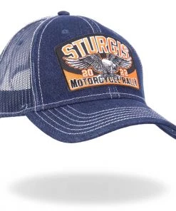 Hot Leathers SPA4275 Blue Denver 2022 Sturgis GSSI 22 Straight Wing Eagle Den Hat