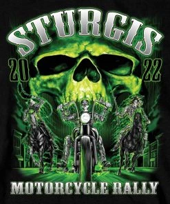 Hot Leathers Riding Gear 2022 Sturgis Motorcycle Rally #1 Design SPB1001 Men’s Skull Riders Black T Shirt