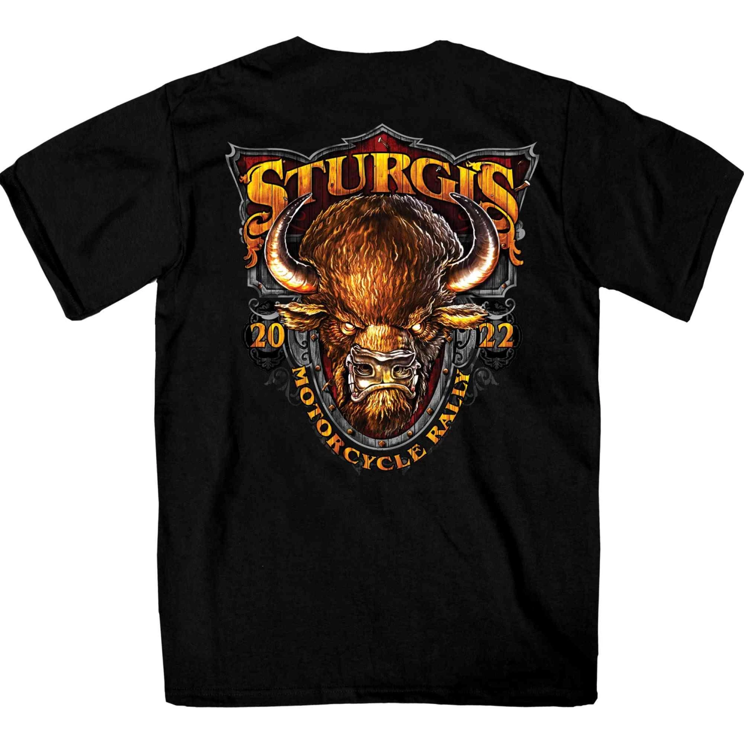 Hot Leathers Riding Gear 2022 Sturgis Motorcycle Rally SPB1005 Crazy Buffalo Men's Black T Shirt