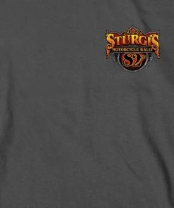Hot Leathers Riding Gear 2022 Sturgis Motorcycle Rally SPB1007 Crazy Buffalo Men's Charcoal T Shirt