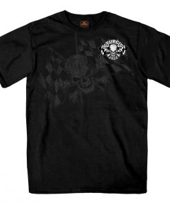 Hot Leathers Riding Gear 2022 Sturgis Motorcycle Rally SPB1009 Men’s Skull And Checkered Flag Black T Shirt