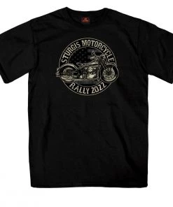 Hot Leathers 2022 Sturgis Motorcycle Rally SPB1013 Men’s Circle Motorcycle Black T Shirt