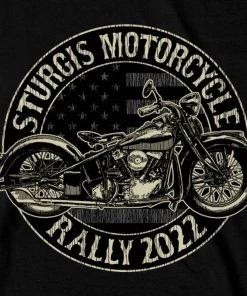Hot Leathers 2022 Sturgis Motorcycle Rally SPB1013 Men’s Circle Motorcycle Black T Shirt