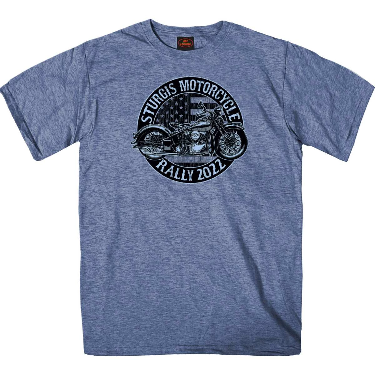 Hot Leathers Riding Gear 2022 Sturgis Motorcycle Rally SPB1014 Men’s Circle Motorcycle Heather Denim T Shirt