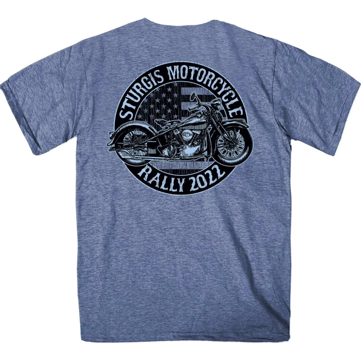 Hot Leathers Riding Gear 2022 Sturgis Motorcycle Rally SPB1014 Men’s Circle Motorcycle Heather Denim T Shirt