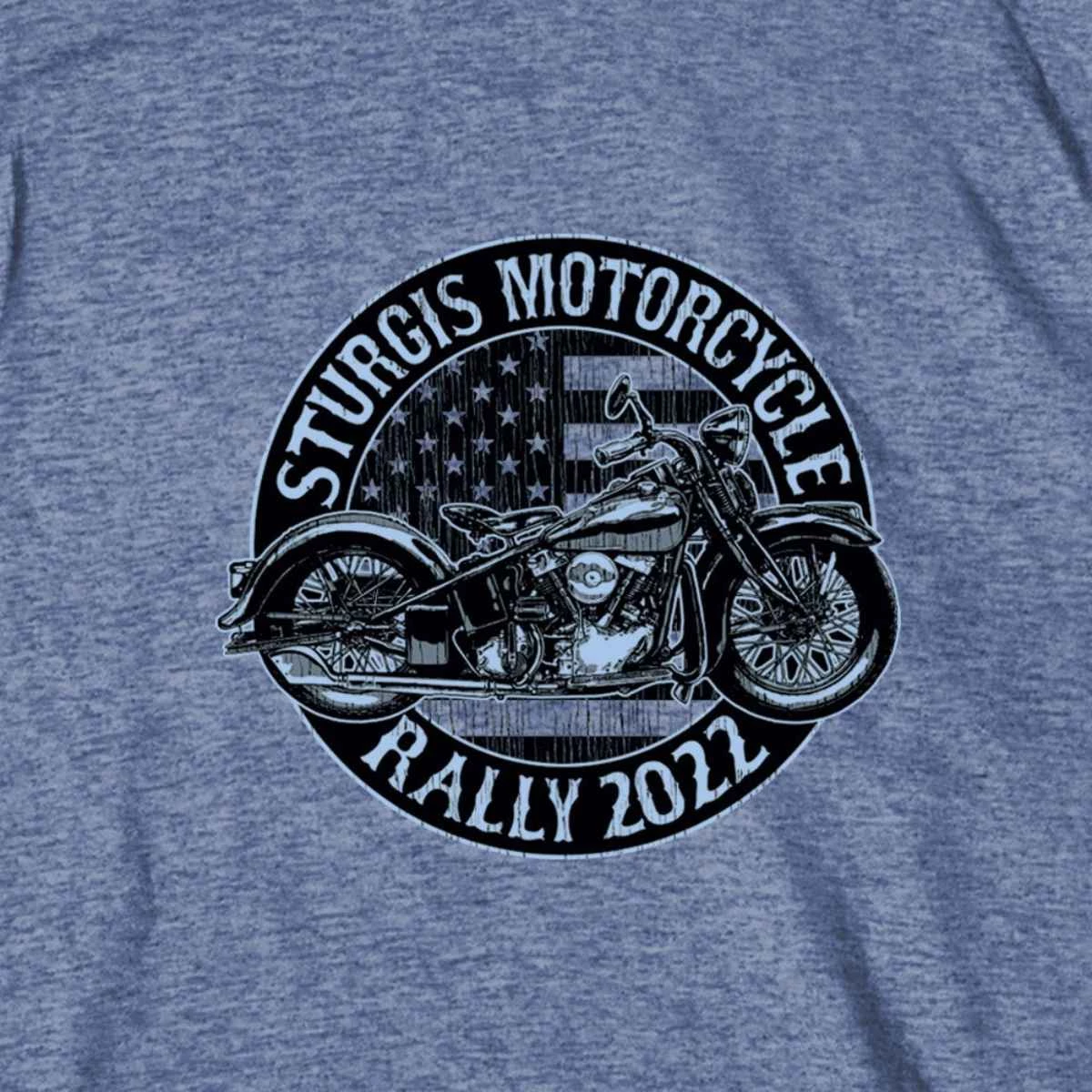 Hot Leathers Riding Gear 2022 Sturgis Motorcycle Rally SPB1014 Men’s Circle Motorcycle Heather Denim T Shirt