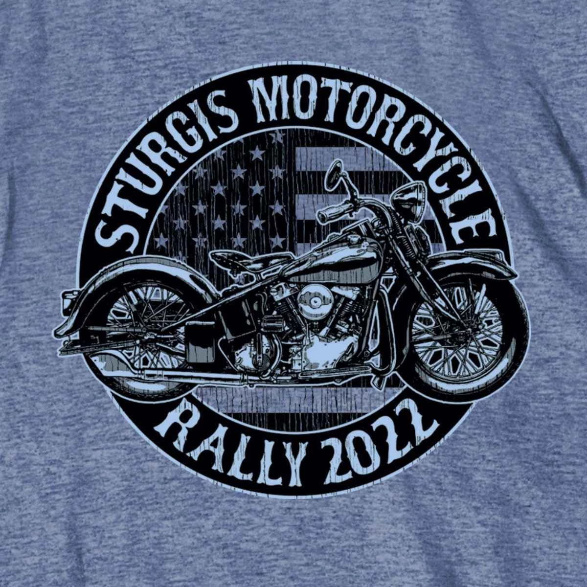 Hot Leathers Riding Gear 2022 Sturgis Motorcycle Rally SPB1014 Men’s Circle Motorcycle Heather Denim T Shirt