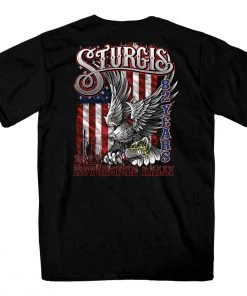Hot Leathers 2022 Sturgis Motorcycle Rally SPB1017 Men’s Freedom Ride Black T Shirt