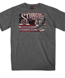 Hot Leathers Riding Gear 2022 Sturgis Motorcycle Rally SPB1018 Men’s Freedom Ride Heather Charcoal T Shirt