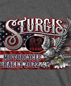 Hot Leathers Riding Gear 2022 Sturgis Motorcycle Rally SPB1018 Men’s Freedom Ride Heather Charcoal T Shirt