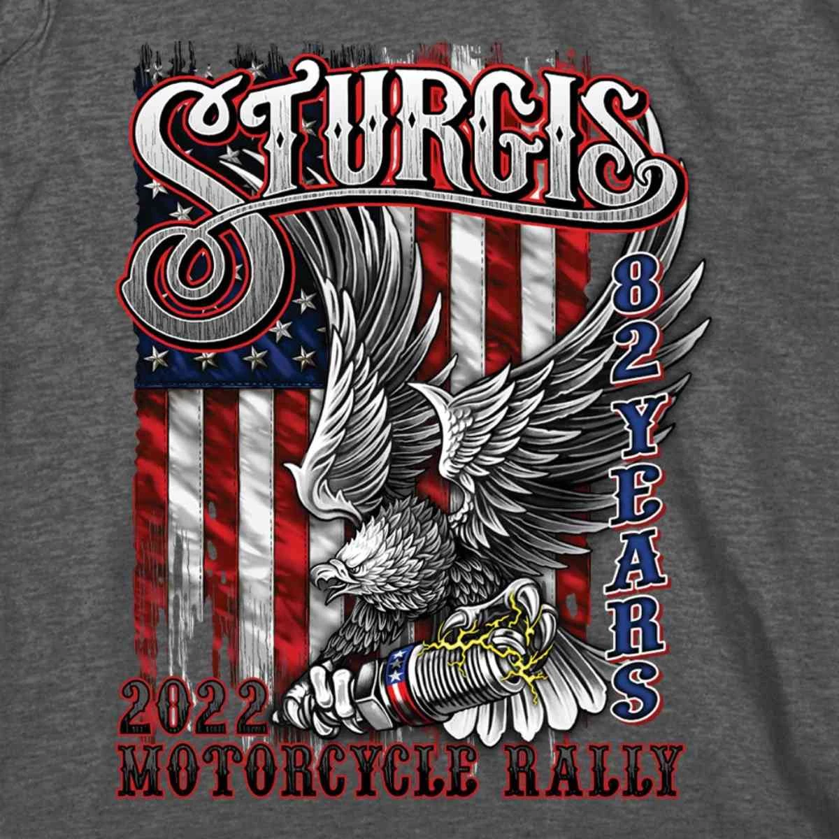 Hot Leathers Riding Gear 2022 Sturgis Motorcycle Rally SPB1018 Men’s Freedom Ride Heather Charcoal T Shirt