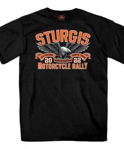 Hot Leathers 2022 Sturgis Motorcycle Rally SPB1021 Men’s Main Street Photo Black T Shirt