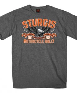Hot Leathers 2022 Sturgis Motorcycle Rally SPB1023 Men’s Main Street Photo Heather Charcoal T Shirt