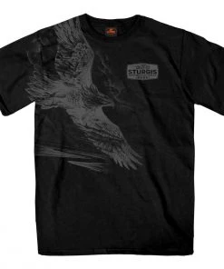 Hot Leathers Riding Gear 2022 Sturgis Motorcycle Rally SPB1025 Men’s Pencil Eagle Black T Shirt