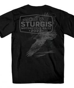 Hot Leathers Riding Gear 2022 Sturgis Motorcycle Rally SPB1025 Men’s Pencil Eagle Black T Shirt