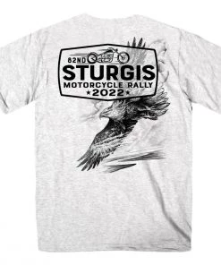 Hot Leathers 2022 Sturgis Motorcycle Rally SPB1026 Men’s Pencil Eagle Ash T Shirt