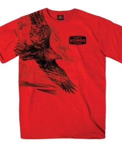 Hot Leathers 2022 Sturgis Motorcycle Rally SPB1027 Men’s Pencil Eagle Red T Shirt Riding Gear
