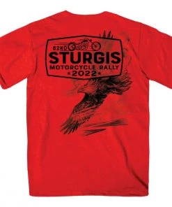 Hot Leathers 2022 Sturgis Motorcycle Rally SPB1027 Men’s Pencil Eagle Red T Shirt Riding Gear