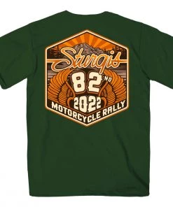 Hot Leathers 2022 Sturgis Motorcycle Rally SPB1032 Men’s 82nd Logo Forest Green T Shirt Riding Gear