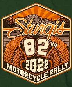 Hot Leathers 2022 Sturgis Motorcycle Rally SPB1032 Men’s 82nd Logo Forest Green T Shirt Riding Gear