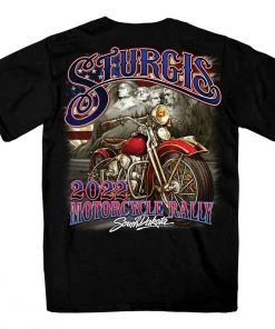 Hot Leathers Riding Gear 2022 Sturgis Motorcycle Rally SPB1033 Men’s Rushmore Black T Shirt