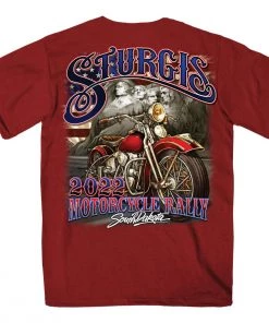 Hot Leathers 2022 Sturgis Motorcycle Rally SPB1034 Men’s Rushmore Cardinal T Shirt Riding Gear