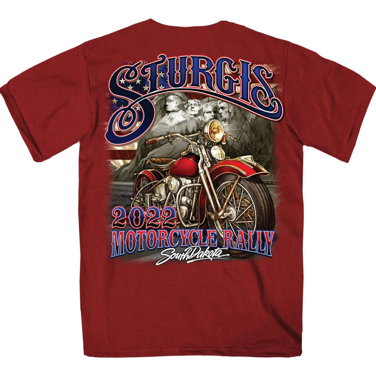 Hot Leathers 2022 Sturgis Motorcycle Rally SPB1034 Men’s Rushmore Cardinal T Shirt Riding Gear