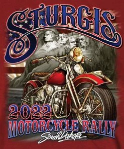 Hot Leathers 2022 Sturgis Motorcycle Rally SPB1034 Men’s Rushmore Cardinal T Shirt Riding Gear