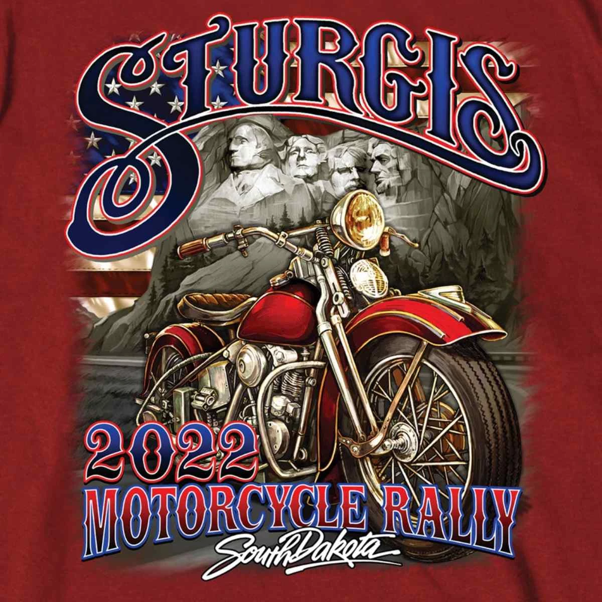 Hot Leathers 2022 Sturgis Motorcycle Rally SPB1034 Men’s Rushmore Cardinal T Shirt Riding Gear