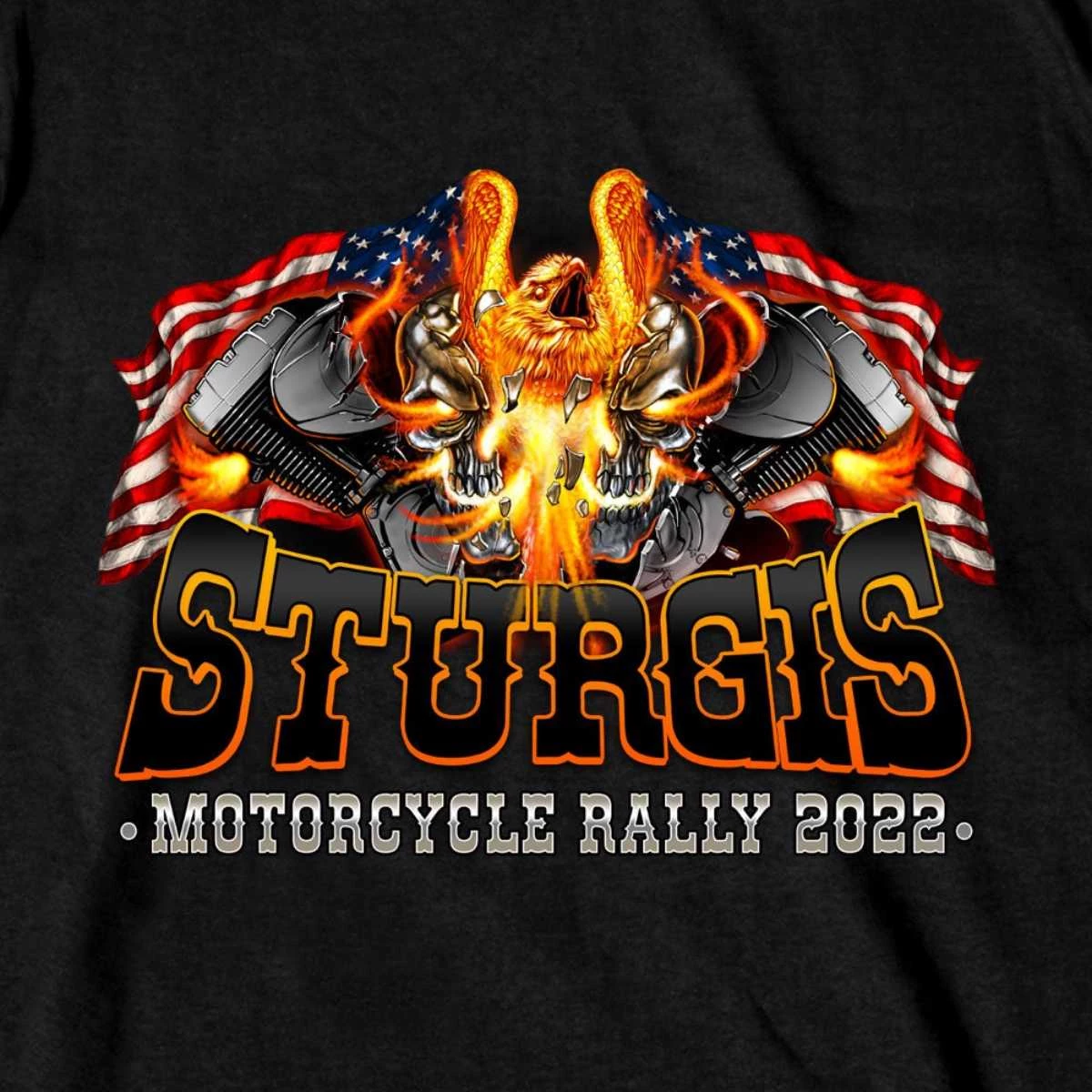 Hot Leathers 2022 Sturgis Web Exclusive SPB1037 Men's Black Eagle Explosion T Shirt Riding Gear