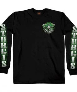 Hot Leathers 2022 Sturgis Motorcycle Rally #1 Design SPB2001 Men's Black Skull Riders Long Sleeve