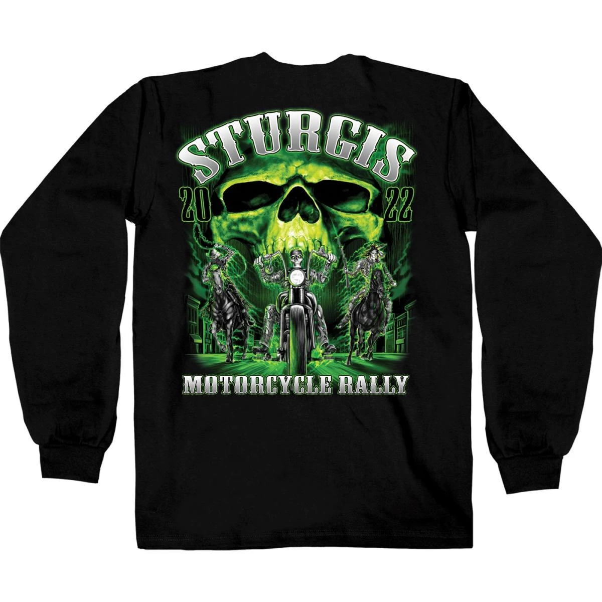 Hot Leathers 2022 Sturgis Motorcycle Rally #1 Design SPB2001 Men's Black Skull Riders Long Sleeve