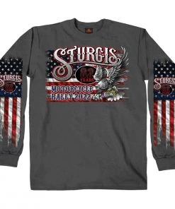 Hot Leathers Riding Gear 2022 Sturgis Motorcycle Rally SPB2040 Men's Carcoal Freedom Ride Long Sleeve